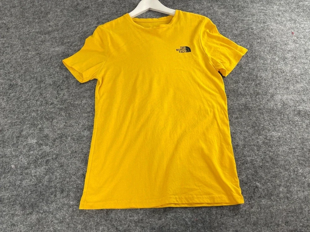 The North Face Shirt Mens Small Tee Yellow Logo Short Sleeve EUC Cotton n328